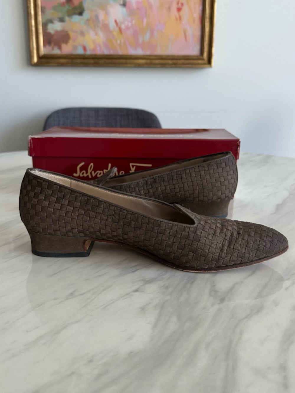 Vintage Salvatore Ferragamo Regale Woven Loafers 9.5 AA w/ Box - Picture 6 of 7